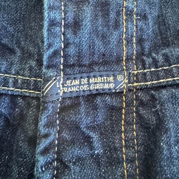 Marithé + François Girbaud Dark Wash Jeans Wide Leg Yellow Paisley Cuff Vintage - Picture 5 of 14